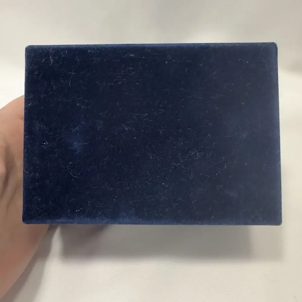 Faberge Blue Velvet  Presentation Box White Satin Lining Gold Brass Hinges